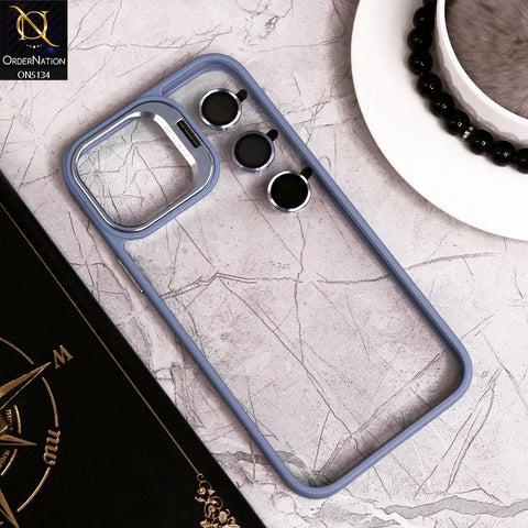 iPhone 13 Pro Max Cover - Sierra Blue - Metal Camera Bracket Stand Soft Colour Borders with Camera Lens Protectors