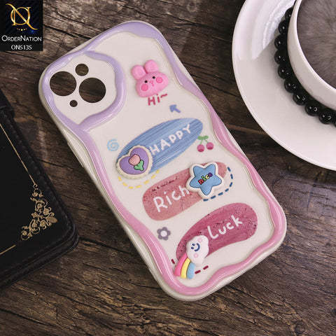 iPhone 15 Cover - Design 2 - Cute 3D Cartoon Soft Silicon Helix Soft Borders Camera Protection Case