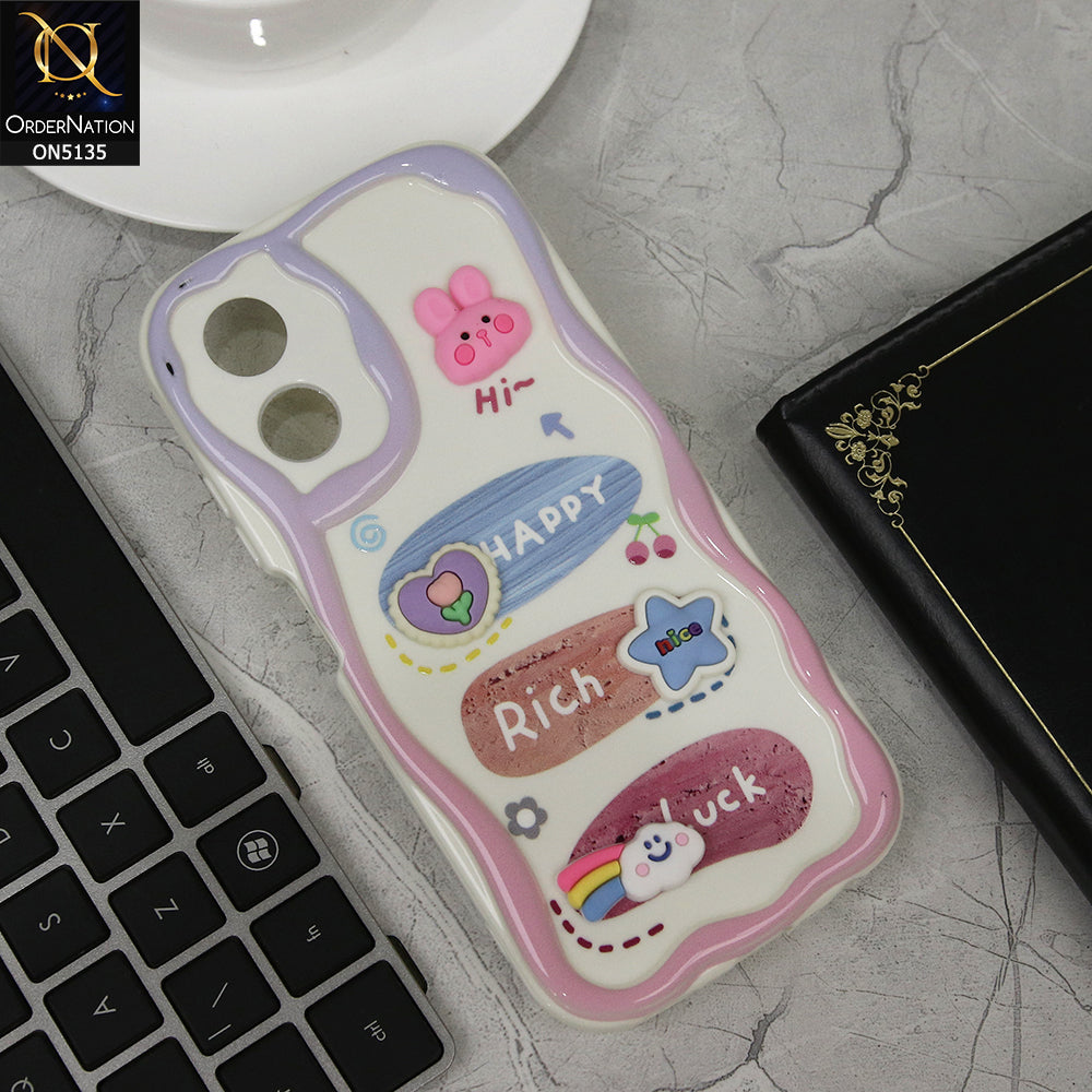 Oppo A17 Cover - Design 2 - Cute 3D Cartoon Soft Silicon Helix Soft Borders Camera Protection Case