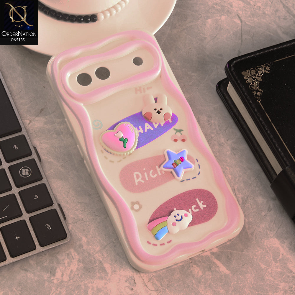 Google Pixel 7a Cover - Design 2 - Cute 3D Cartoon Soft Silicon Helix Soft Borders Camera Protection Case