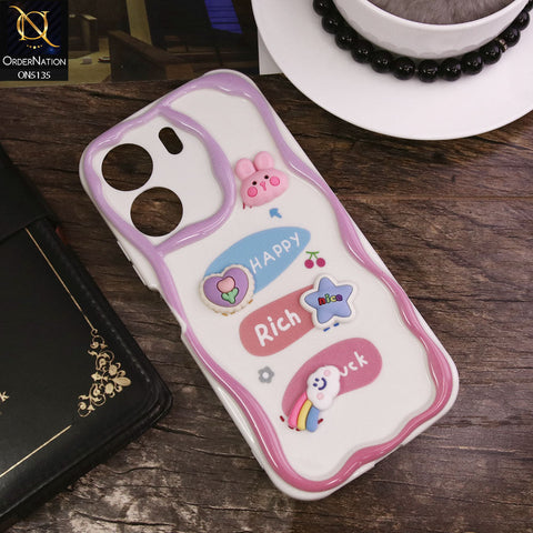 Xiaomi Redmi 13C Cover - Design 2 - Cute 3D Cartoon Soft Silicon Helix Soft Borders Camera Protection Case