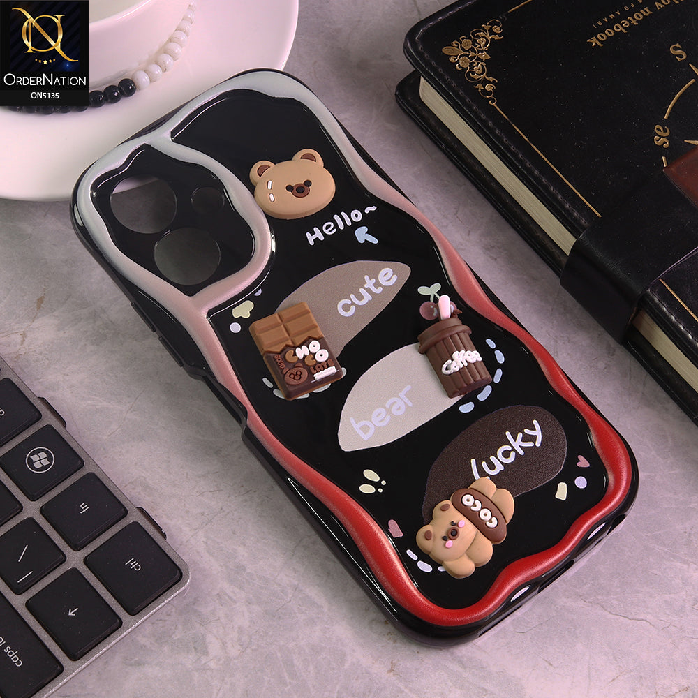 Tecno Pop 10 Cover - Design 1 - Cute 3D Cartoon Soft Silicon Helix Soft Borders Camera Protection Case