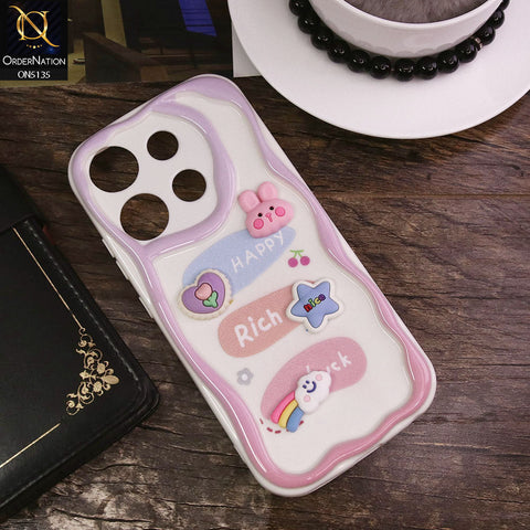 Tecno Pop 7 Cover - Design 2 - Cute 3D Cartoon Soft Silicon Helix Soft Borders Camera Protection Case