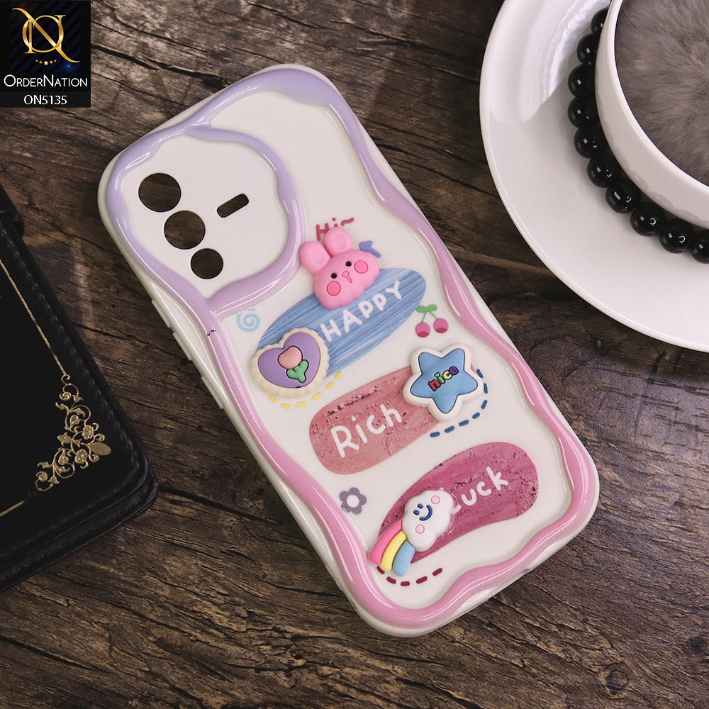 Vivo S12 Cover - Design 2 - Cute 3D Cartoon Soft Silicon Helix Soft Borders Camera Protection Case