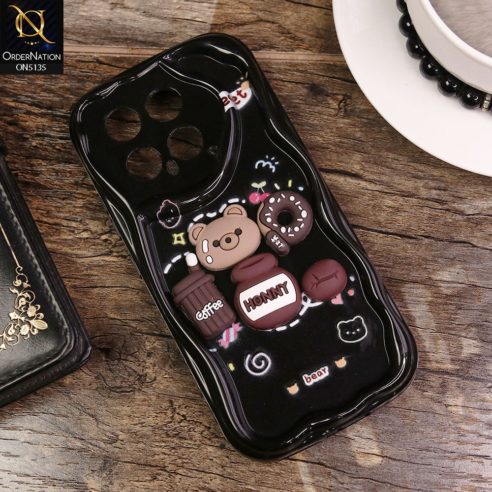 Xiaomi 14 Cover - Black - Design3 - Cute 3D Cartoon Soft Silicon Helix Soft Borders Camera Protection Case