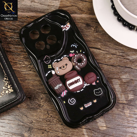 Xiaomi 14 Cover - Black - Design3 - Cute 3D Cartoon Soft Silicon Helix Soft Borders Camera Protection Case
