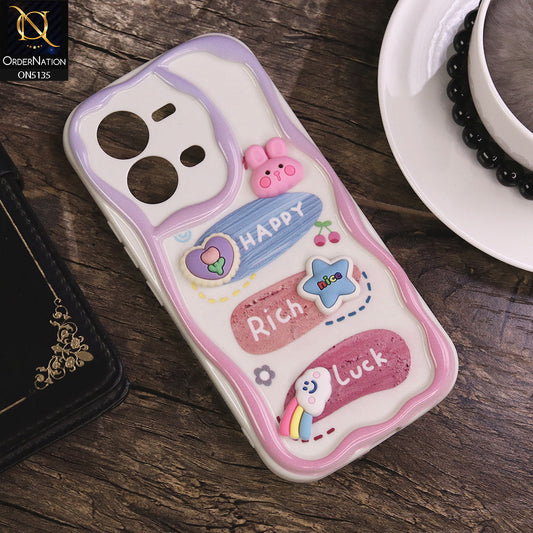 Vivo Y35 Cover - Design 2 - Cute 3D Cartoon Soft Silicon Helix Soft Borders Camera Protection Case