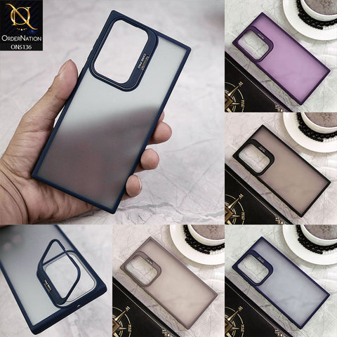 Samsung Galaxy S22 Ultra Cover - Gray - Luxury Case Pro Camera Bracket Stand Translucent Soct Border Protective Case