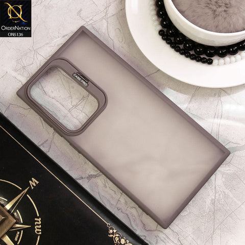 Samsung Galaxy S22 Ultra Cover - Gray - Luxury Case Pro Camera Bracket Stand Translucent Soct Border Protective Case