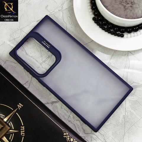 Samsung Galaxy S23 Ultra Cover - Blue - Luxury Case Pro Camera Bracket Stand Translucent Soct Border Protective Case