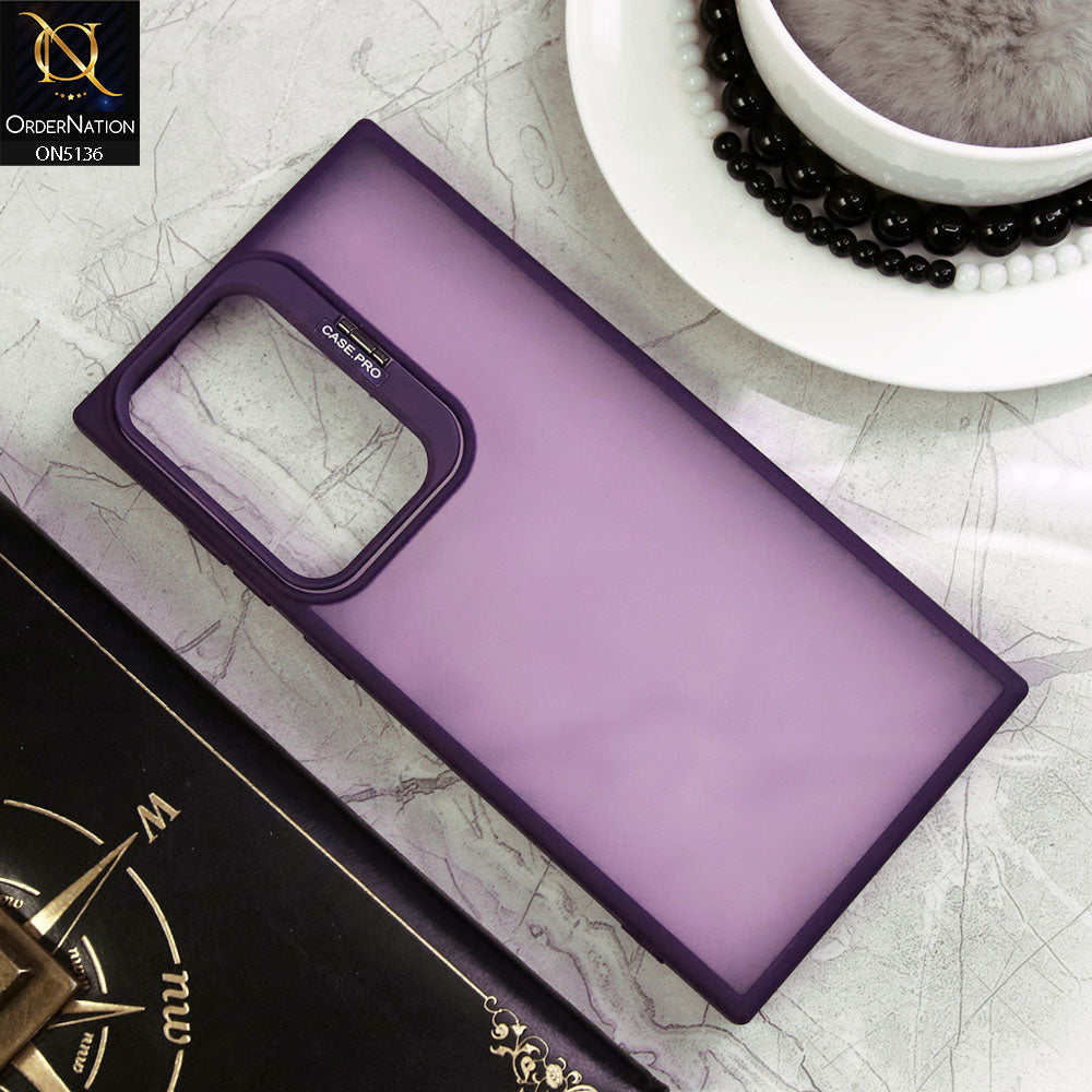 Samsung Galaxy S23 Ultra Cover - Purple - Luxury Case Pro Camera Bracket Stand Translucent Soct Border Protective Case