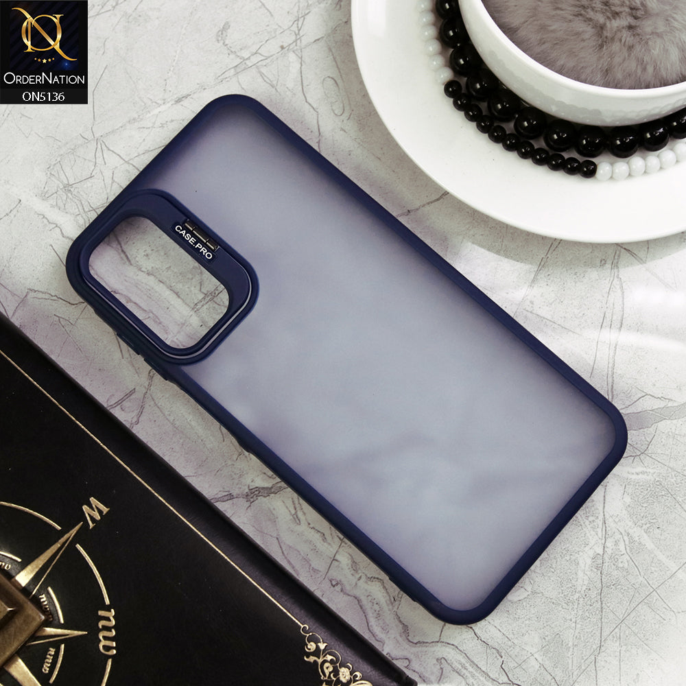 Samsung Galaxy A15 5G Cover - Blue - Luxury Case Pro Camera Bracket Stand Translucent Soct Border Protective Case