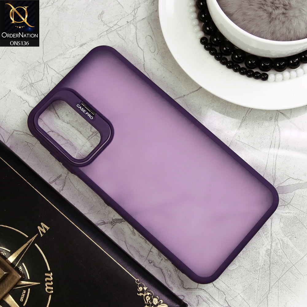 Samsung Galaxy A15 5G Cover - Purple - Luxury Case Pro Camera Bracket Stand Translucent Soct Border Protective Case