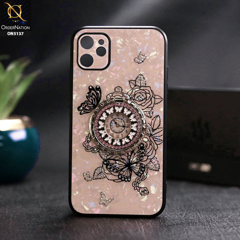 iPhone 11 Cover - Golden - TYBOMB Luxury Shiny Glass Butterfly Bling Diamond Metal Holder Soft Border Case