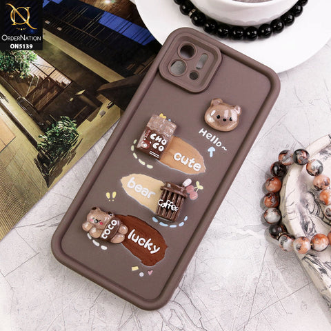 Oppo A16e Cover - Brown - Trendy 3D Cute Cartoon And Coffee Chocolate Soft Silicon Shockproof Case With Camera Protection