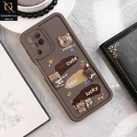 Samsung Galaxy M32 Cover - Brown - Trendy 3D Cute Cartoon And Coffee Chocolate Soft Silicon Shockproof Case With Camera Protection