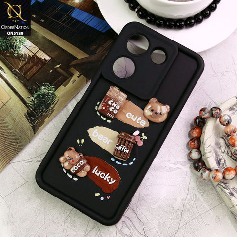 Tecno Camon 20 Cover - Black - Trendy 3D Cute Cartoon And Coffee Chocolate Soft Silicon Shockproof Case With Camera Protection