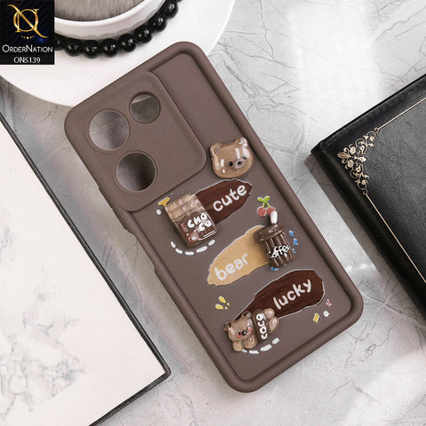 Tecno Camon 20 - Brown - Trendy 3D Cute Cartoon And Coffee Chocolate Soft Silicon Shockproof Case With Camera Protection