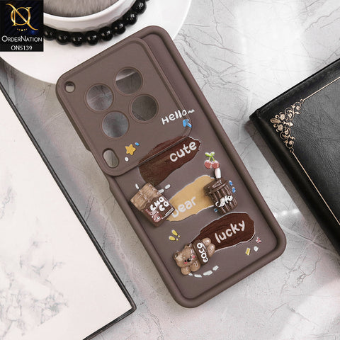 Tecno Camon 30 Premier 5G - Brown - Trendy 3D Cute Cartoon And Coffee Chocolate Soft Silicon Shockproof Case With Camera Protection