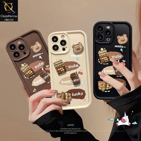 Vivo Y33t Cover - Black - Trendy 3D Cute Cartoon And Coffee Chocolate Soft Silicon Shockproof Case With Camera Protection