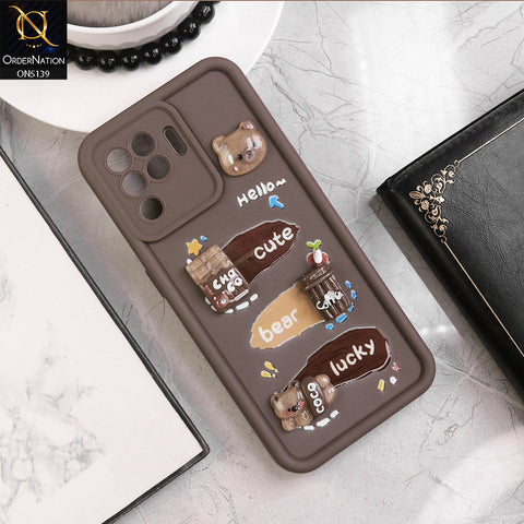 Oppo A94 Cover - Brown - Trendy 3D Cute Cartoon And Coffee Chocolate Soft Silicon Shockproof Case With Camera Protection