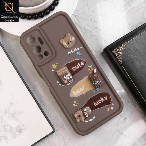 Infinix Hot 12 - Brown - Trendy 3D Cute Cartoon And Coffee Chocolate Soft Silicon Shockproof Case With Camera Protection