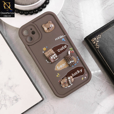 iPhone 11 - Brown - Trendy 3D Cute Cartoon And Coffee Chocolate Soft Silicon Shockproof Case With Camera Protection