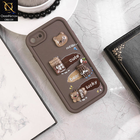 iPhone SE 2020 - Brown - Trendy 3D Cute Cartoon And Coffee Chocolate Soft Silicon Shockproof Case With Camera Protection
