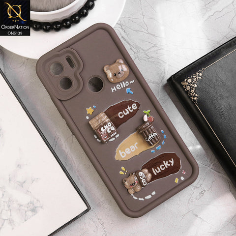 Xiaomi Redmi A2 - Brown - Trendy 3D Cute Cartoon And Coffee Chocolate Soft Silicon Shockproof Case With Camera Protection