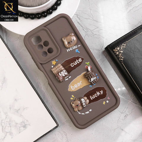 Xiaomi Redmi 10 2022 - Brown - Trendy 3D Cute Cartoon And Coffee Chocolate Soft Silicon Shockproof Case With Camera Protection