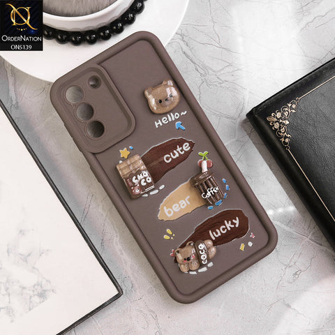Samsung Galaxy S21 Plus - Brown - Trendy 3D Cute Cartoon And Coffee Chocolate Soft Silicon Shockproof Case With Camera Protection