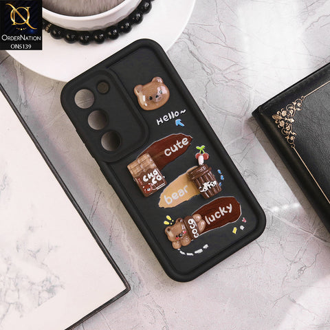 Samsung Galaxy S23 - Black - Trendy 3D Cute Cartoon And Coffee Chocolate Soft Silicon Shockproof Case With Camera Protection