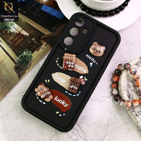 Samsung Galaxy A15 4G Cover - Black - Trendy 3D Cute Cartoon And Coffee Chocolate Soft Silicon Shockproof Case With Camera Protection