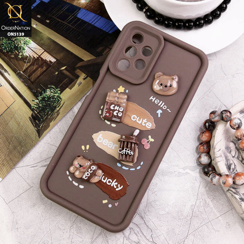 Samsung Galaxy A23 Cover - Brown - Trendy 3D Cute Cartoon And Coffee Chocolate Soft Silicon Shockproof Case With Camera Protection