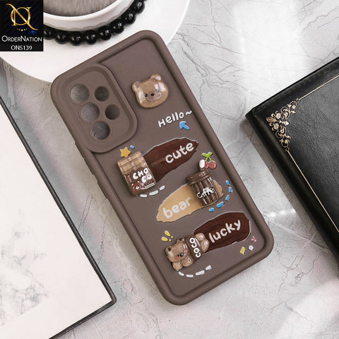 Samsung Galaxy A33 5G - Brown - Trendy 3D Cute Cartoon And Coffee Chocolate Soft Silicon Shockproof Case With Camera Protection