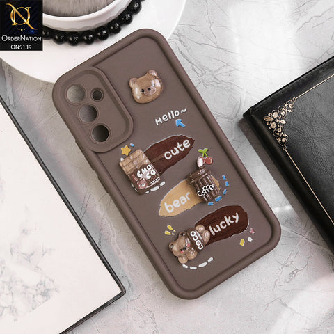 Samsung Galaxy A35 - Brown - Trendy 3D Cute Cartoon And Coffee Chocolate Soft Silicon Shockproof Case With Camera Protection