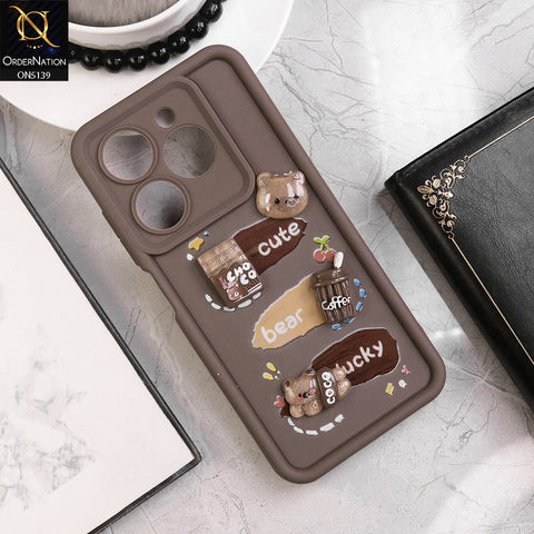 Infinix Smart 8 - Brown - Trendy 3D Cute Cartoon And Coffee Chocolate Soft Silicon Shockproof Case With Camera Protection
