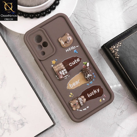 Vivo V21 - Brown - Trendy 3D Cute Cartoon And Coffee Chocolate Soft Silicon Shockproof Case With Camera Protection