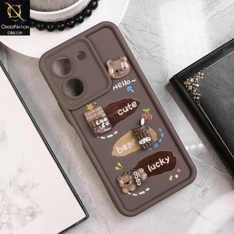Vivo Y36 5G - Brown - Trendy 3D Cute Cartoon And Coffee Chocolate Soft Silicon Shockproof Case With Camera Protection