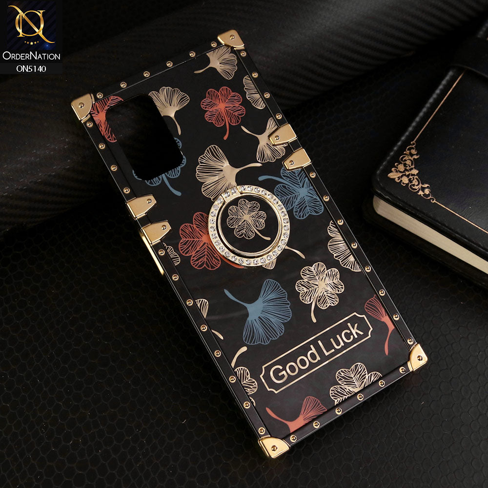 Samsung Galaxy M02s Cover - Black - Trendy Style Good Luck Floral Square Trunk Soft Case With Holder