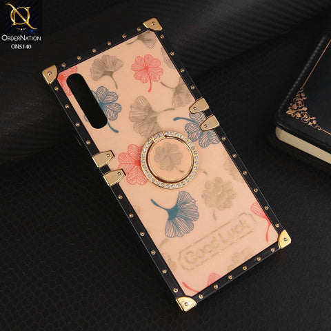 Samsung Galaxy A30s Cover - Rose Gold - Trendy Style Good Luck Floral Square Trunk Soft Case With Holder
