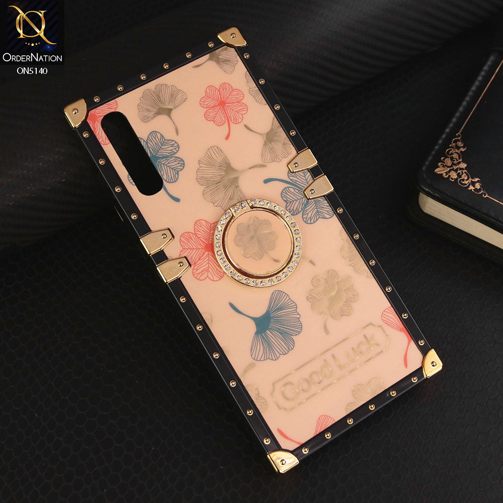 Samsung Galaxy A50s Cover - Rose Gold - Trendy Style Good Luck Floral Square Trunk Soft Case With Holder
