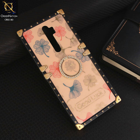 Oppo A5 2020 Cover - Rose Gold - Trendy Style Good Luck Floral Square Trunk Soft Case With Holder