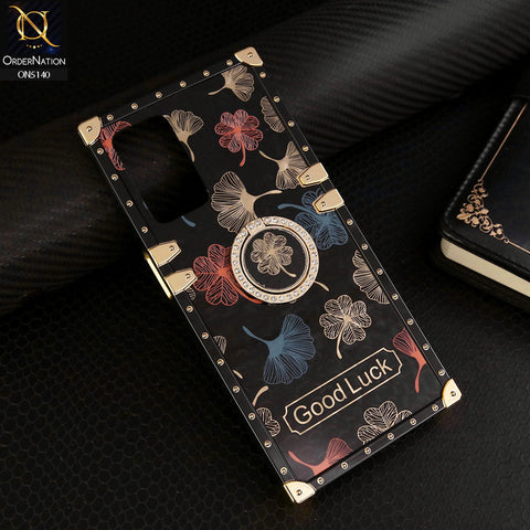 Oppo A54s Cover - Black - Trendy Style Good Luck Floral Square Trunk Soft Case With Holder