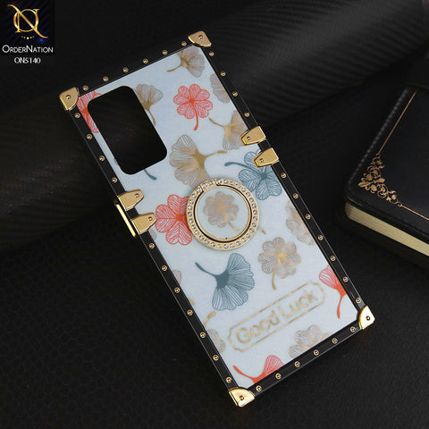 Oppo A55s Cover - Sky Blue - Trendy Style Good Luck Floral Square Trunk Soft Case With Holder