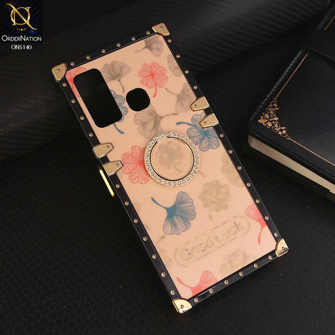 Infinix Hot 9 Cover - Rose Gold - Trendy Style Good Luck Floral Square Trunk Soft Case With Holder