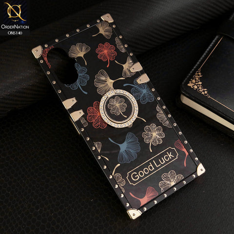 Tecno Camon 19 Neo Cover - Black - Trendy Style Good Luck Floral Square Trunk Soft Case With Holder