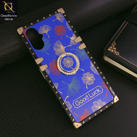 Tecno Camon 19 Neo Cover - Blue - Trendy Style Good Luck Floral Square Trunk Soft Case With Holder