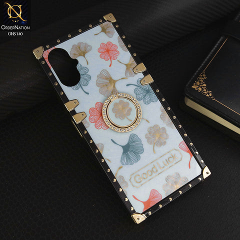 Tecno Camon 19 Neo Cover - Sky Blue - Trendy Style Good Luck Floral Square Trunk Soft Case With Holder