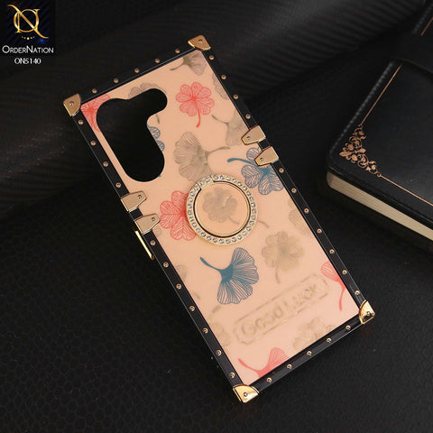 Tecno Camon 20 Cover - Rose Gold - Trendy Style Good Luck Floral Square Trunk Soft Case With Holder